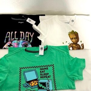 Old Navy NWT Bundle of (3) T-Shirts Boys Small (6-7) Graphic GROOT, Gaming Etc